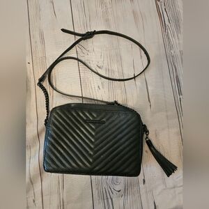 ALDO Black Quilted Crossbody Bag w/ Tassel – Adjustable Strap – 10x8 in